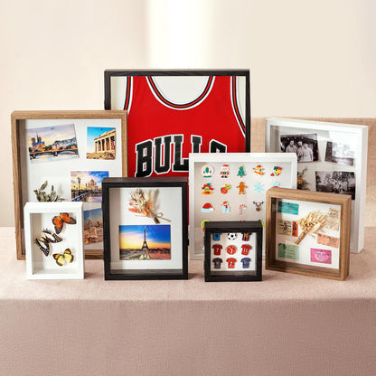 SPESFUTA 8x10 Deep Shadow Box Picture Frame Display Case with Linen Back and Stand,Real Glass Black Shadow Memory Box Frame 8x10 for Flower Baby Pet Wedding Photo Art Craft Memorial Wall Decor Gift