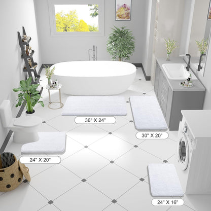 OLANLY Bathroom Runner Rugs - Extra Soft Chenille Bath Mats | Quick Dry, Machine Washable, 47x17 Inches, White