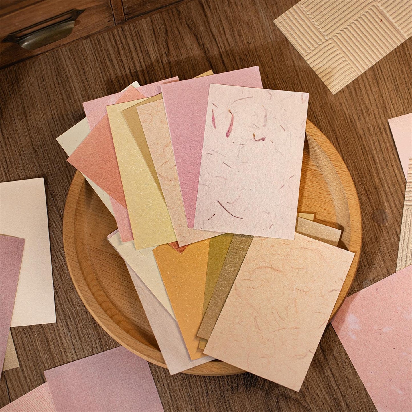 QCTC Textured Paper Pack - 100 Sheets Vintage Craft Paper for Scrapbooking, Bullet Journal, Collage & Card Making (4.72"x3.15")