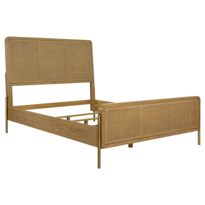Coaster Home Furnishings - Arini - Wood - Rattan Eastern King Panel Bed with Woven Cane, Metal Tube Legs, and Tall Headboard - Bedroom - Sand Wash and Natural Cane - 224300KE