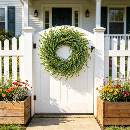 Halraino 26" Large Wreaths for Front Door, Artificial Greenery Eucalyptus Wreath for All Seasons, All-Weather Farmhouse Indoor/Outdoor Decor