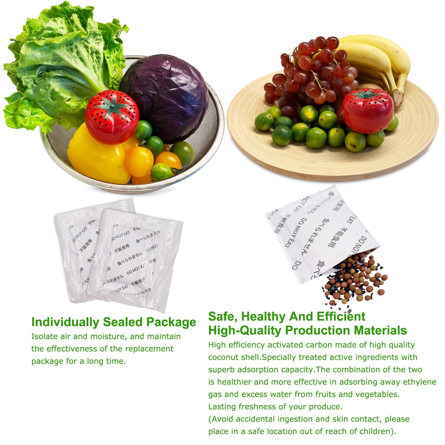 ShuRex Produce Freshness Preserver Saver Kit- Keep Fruits and Vegetables Fresh Longer, Ethylene Gas and Odor Absorber in Refrigerator (2 Saver Balls+8 Refill Sachets)