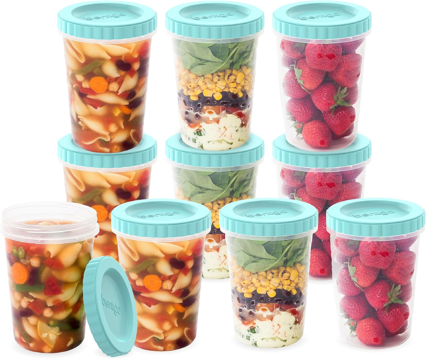20 32 oz Bentgo Prep - Piece fl Leak-Proof Deli Containers with Lids, Food Storage for Meal Prep, Twist-Top, Reusable