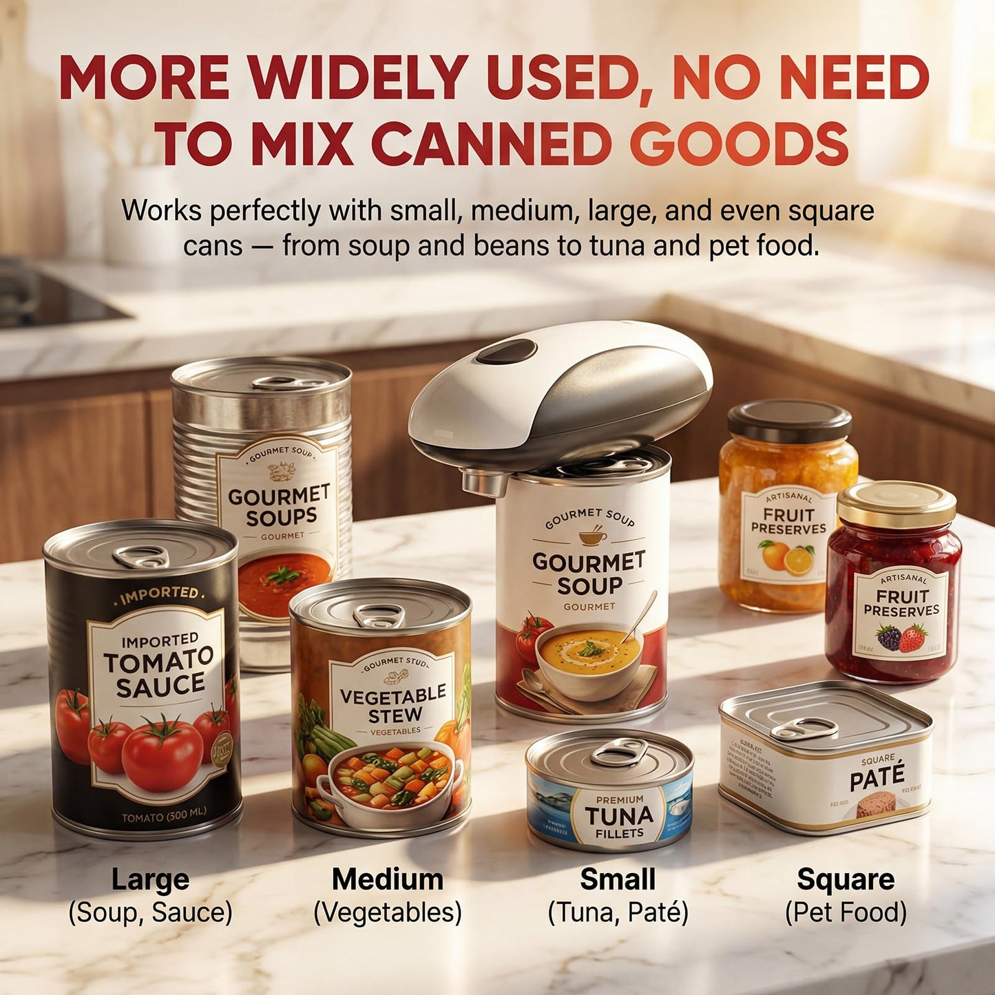 Electric Can Opener, Automatic One-Touch Hands-Free, Smooth-Edge Rechargeable Can Opener for All Can Sizes — Fast Side-Cut Opening, Safe & Easy for Seniors/Arthritis — Compact Kitchen Gadget