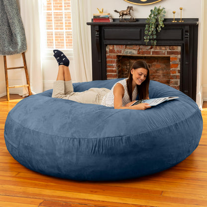 Jaxx 6 Foot Cocoon - 2-in-1 Convertible Bean Bag Bed & Large Bean Bag Chair for Adults, Navy