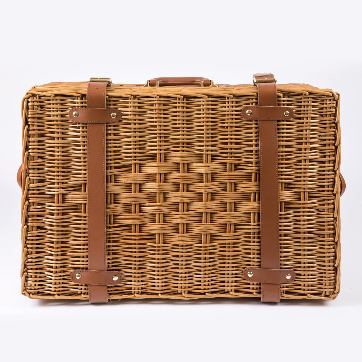 PICNIC TIME - Windsor Luxury Picnic Basket for 4 - Large Wicker Picnic Basket - Deluxe Picnic Set 4, (Navy Blue)