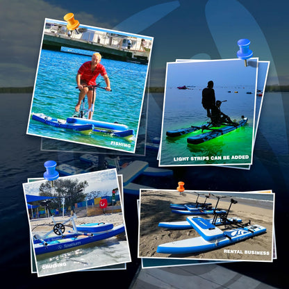 Spatium Fishing Water Bikes 2.0,Pedal Drive Water Bike Inflatable Float Adults & Youth Fishing/Cruise on Water More Stable+Mat Dark Blue Water Bikes for Lake