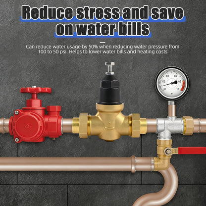 1" NR3XLDU Water Pressure Reducing Valve, 1" NR3XL with Double Union FNPT Connection，for Home & Commercial UseRegulator for Home, Built-in Strainer, 1-NR3XLDU Adjustable 15–75 PSI