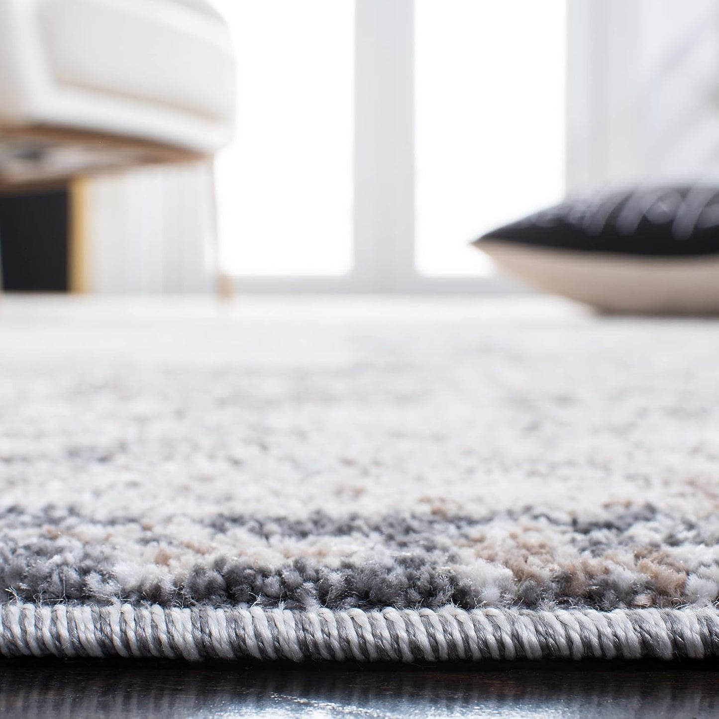 2' 4', (ASN705A) SAFAVIEH Aston Collection Accent Rug - x Ivory & Grey, Modern Abstract Design, Non-Shedding & Easy