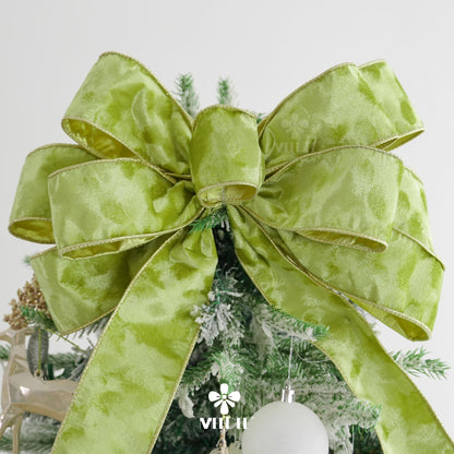 MEEDEE 2.5 inch Moss Green and Gold Velvet Ribbon 10 Yards Roll Two Tone Thick Wired Ribbon for Christmas Tree, Gift Wrapping, Velvet Bow, Wreaths, Crafts Supply, Seasonal Decorations