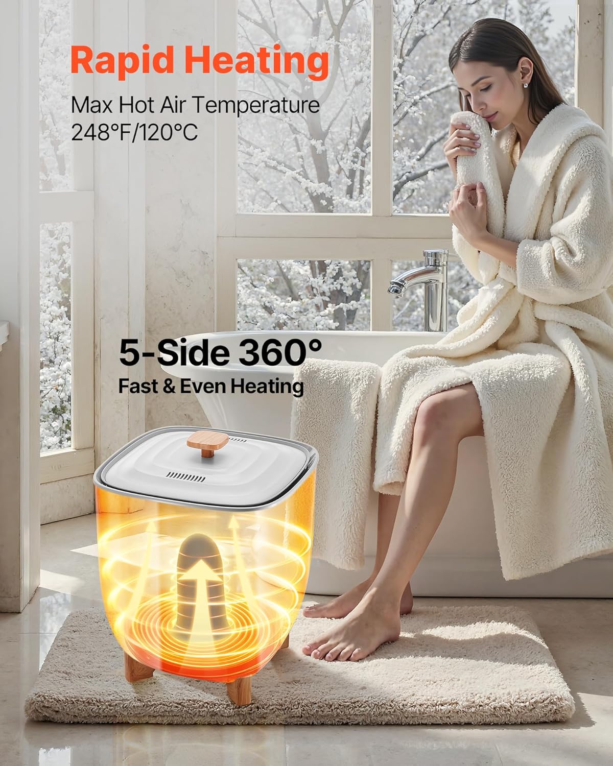 VEVOR Towel Warmers for Bathroom, Towel Warmer Bucket Auto Shut Off for Spa Fits up to 3 Oversized Towels, Blankets, Clothes, Bathrobes, PJ's and More