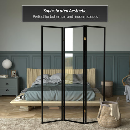 Red Lantern 6 ft. Tall Clear Plastic Partition Black 3 Panel