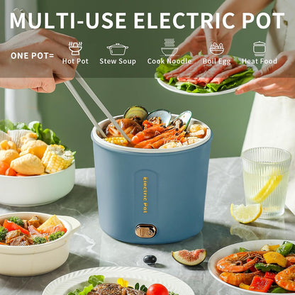 Hot Pot Electric 1L Mini Ramen Cooker, 450W Rapid Noodles Cooker for Cooking Pasta, Egg, Soup