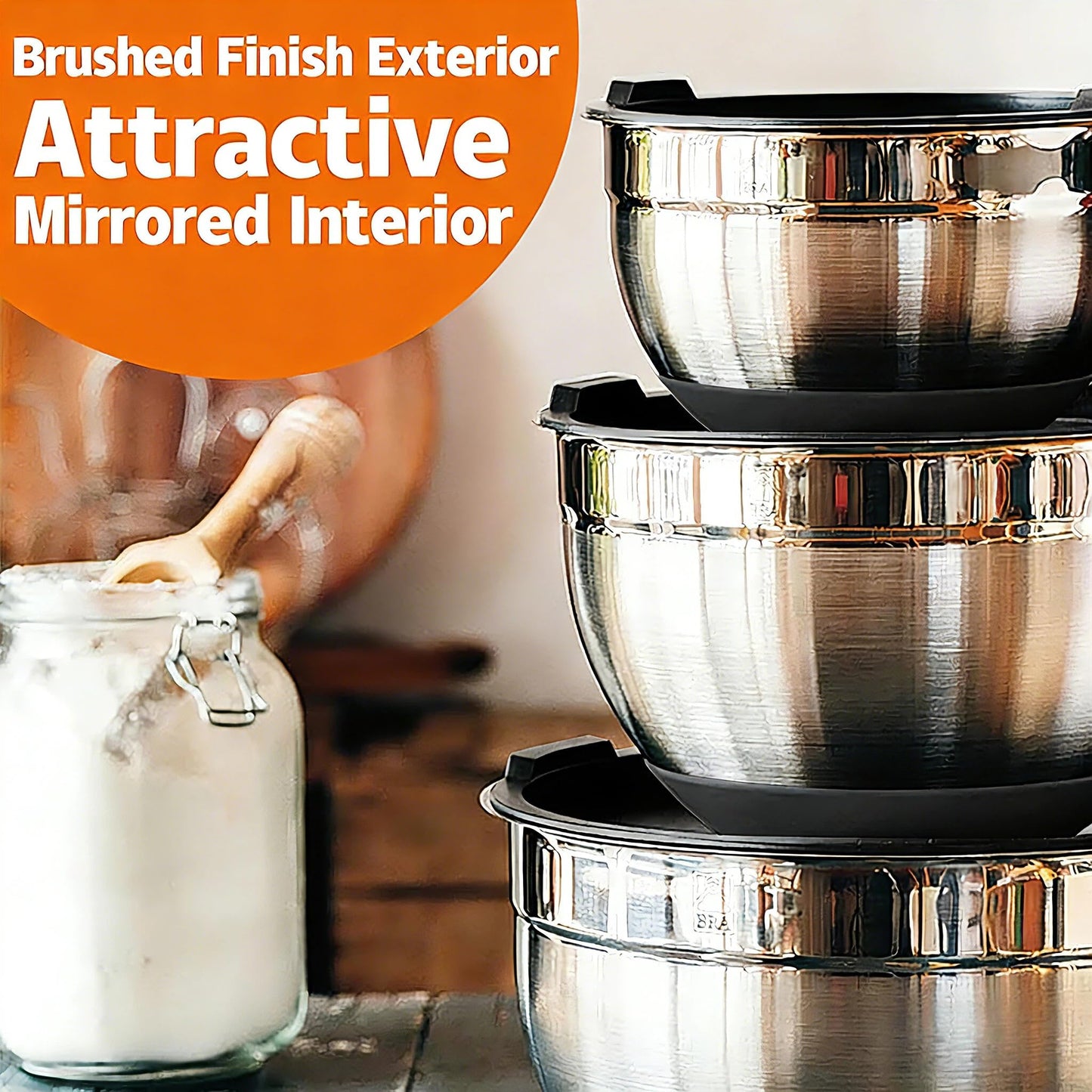 Thickened Heavy-Duty 26pcs Stainless Steel Bowl, Mixing Bowl Set with Lid, Grater Attachment, Non-Slip Bottom and Kitchen Gadget Set, Sizes 7, 4, 2.5, 2.0, 1.5, 1QT, Ideal for Mixing and Serving