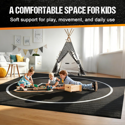 GianToucan Wrestling Mat for Home, 10’x 10’x 1.25” Grappling Mat for Wrestling, MMA, BJJ, Jiu Jitsu, Judo, Gym, Roll-Up Wrestling Practice Mat for Kids & Adults，Easy to Clean Indoor/Outdoor, Black
