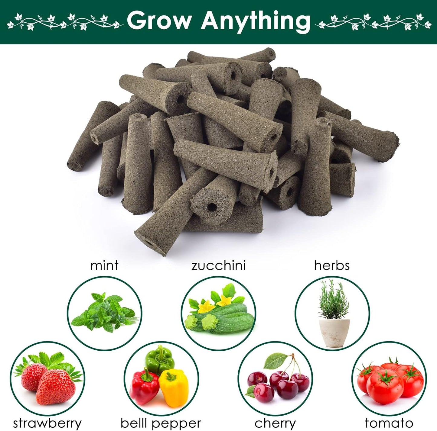 100 Pack PACETAP Grow Sponges Compatible with AeroGarden, Replacement Refill Grow Sponge for Hydroponic Indoor Garden