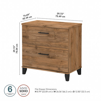 Bush Home 2 Drawer Lateral File Cabinet, Letter and Legal-Size Document Storage for Home or Professional Office, Somerset Collection, Fresh Walnut