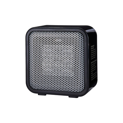 Amazon Basics Ceramic Space Heater, Mini Heater for Office Desk, Portable Tent Heater for Camping (Indoor Use), 500 W, With Tip-Over Protection, Lightweight (1.4 LBS), Black, 5.87”D x 3.15”W x 5.95”H