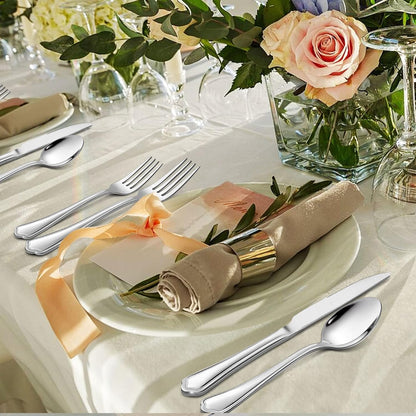 LIANYU 20-Piece Silverware Cutlery Set for 4, Stainless Steel Flatware with Scalloped Edge, Dishwasher Safe