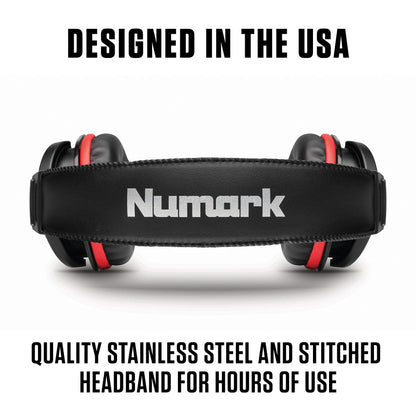 Numark HF175 - DJ Headphones with Closed Back Over Ear Design, 40mm Drivers, Comfortable Ear Pads for Mixing and DJ Monitoring, 3m Cable Included , Black