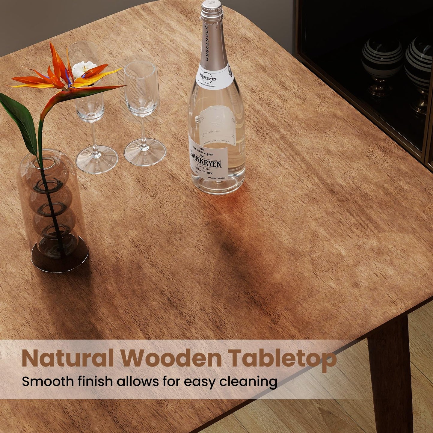 COSTWAY 36 Inch Counter Height Dining Table, Solid Rubber Wood Farmhouse Kitchen Table with Sturdy Pedestal Base, Walnut Finish