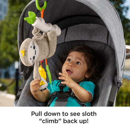 Fisher-Price Baby Toy Slow Much Fun Stroller Sloth, Travel Activity with Motion & Sensory Details for Newborns Ages 0+ Months