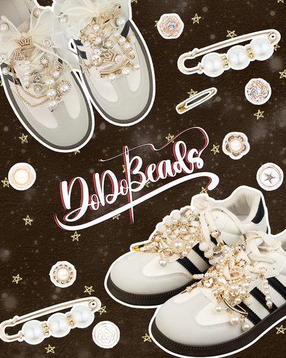DoDoBeads 68 Pcs Shoe Charms for Sneakers, Elegant Sneaker Charms Kit with Pearls, Crowns, Ribbons & Satin/Lace Shoelaces, Sock Charm for Women, DIY Shoe Lace Decorations