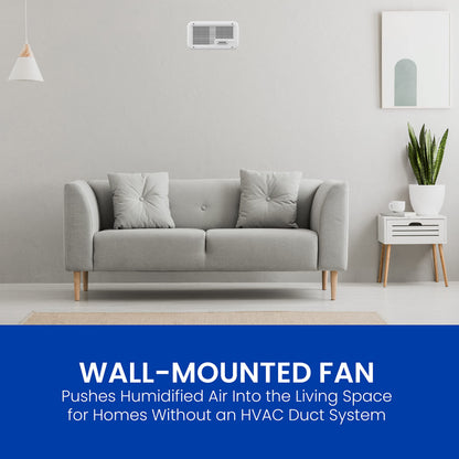 AprilAire 865 Whole-House Steam Humidifier, Manual Steam Humidifier with Wall Mount Fan, Whole-House Humidifier for Homes without HVAC Duct System up to 10,300 Sq. Ft., White