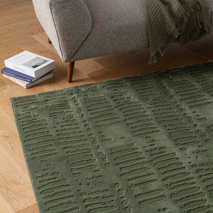 Revival Rugs Shell 5'x8' Area Rugs for Living Room Bedroom Dining Room - Washable, 100% Recycled, Oeko-TEX Certified, Modern, Medium Pile, Green
