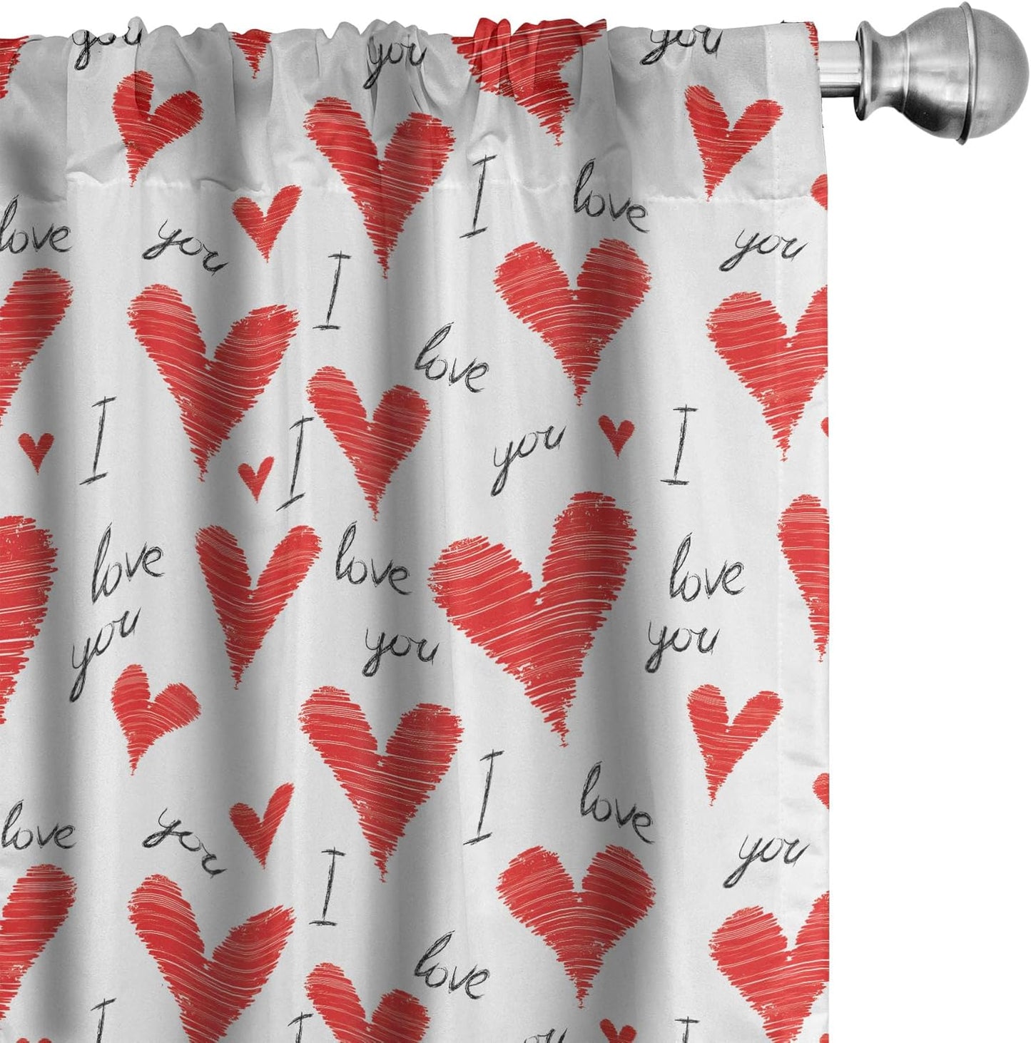 Ambesonne Love Window Curtains, Hand Written I Love You Phrases, Lightweight Decorative Panels Set of 2, Vermilion