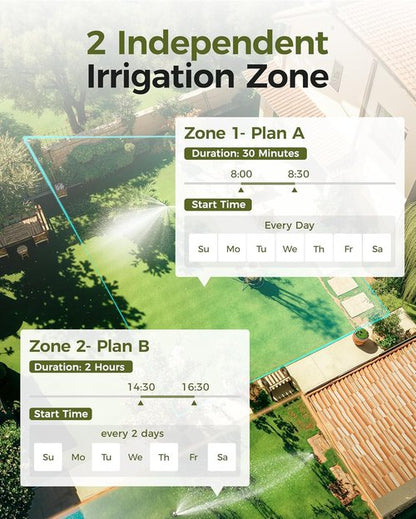 Diivoo Brass Sprinkler Timer - 2 Zone IP66 Waterproof Programmable Hose Timer | Large Display & Rain Delay for Garden Irrigation
