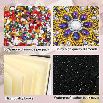 JZHYOAN Dairy Travel Drawing Message Art Notebook for Adult Diamond Painting Blank Notebook Kits DIY Special Shape Diamond Art Note Book Cross Stitch Mosaic Notepad for Office Work Desk Decoration