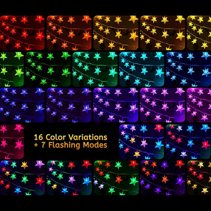 17 50 16 7 Minetom Star String Lights Battery Operated - ft LED Color Changing Star Fairy Light with Remote and Timer