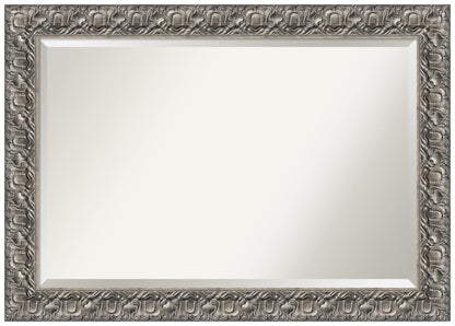 Amanti Art Silver Bathroom Mirror for Over Sink, 30x42 Silver Luxor Rectangle Vanity Mirror, Large Traditional Wood Frame, Hangs Horizonally and Vertically, Bathroom Wall Decor, Beveled Edge
