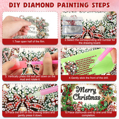DOMROM Hanging Diamonds Art Kits for Adults, Christmas Wreath DIY Special Shaped Diamond Painting, Gem Art Suncatcher Ornament for Home Window Wall Decor