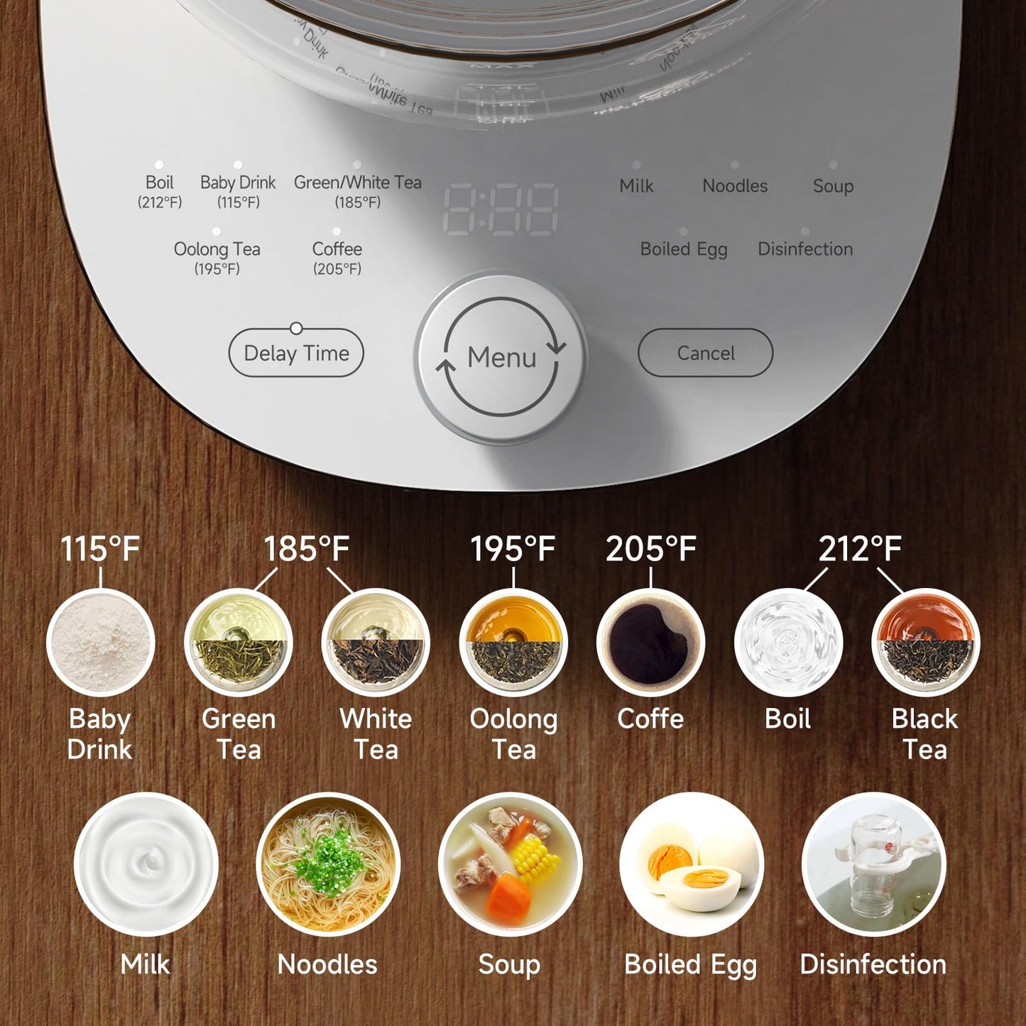 ICOOKPOT 1200w Electric Kettle, 1.5L Borosilicate Glass tea kettle, Hot water kettle electric for Coffee or Tea, BPA Free, Auto Shut-Off, Stainless Steel, Fast Boil, White