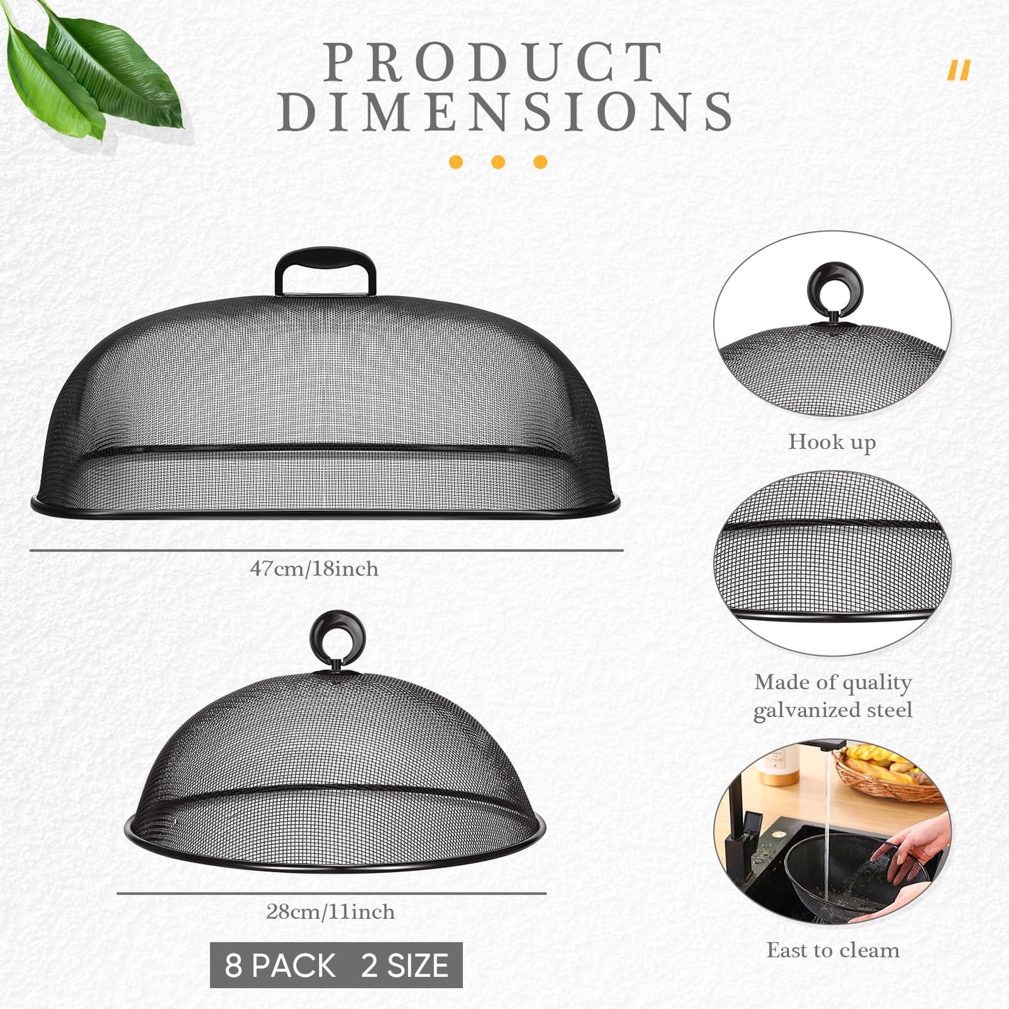 Hicarer Metal Mesh Screen Food Cover for Outdoors Set Including Extra Large 18.5 in Mesh Food Tents for Outdoor Pcs 11 in Large Dome Picnic Covers(Black)