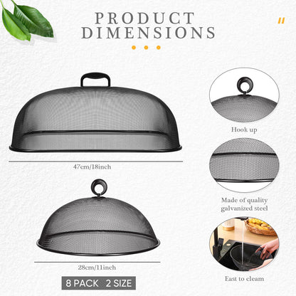 Hicarer Metal Mesh Screen Food Cover for Outdoors Set Including Extra Large 18.5 in Mesh Food Tents for Outdoor Pcs 11 in Large Dome Picnic Covers(Black)