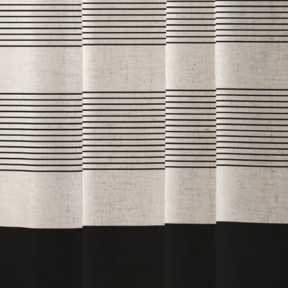 WOUVMA Boho Shower Curtains for Bathroom with Tassels Black Farmhouse Striped Shower Curtain Beige Rustic Linen 72x72 Inches