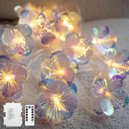 13ft 20 YOLIGHT Fiber Optic Flower String Lights Battery Operated with Timer, LED Flower Garland Lights Fairy Decor