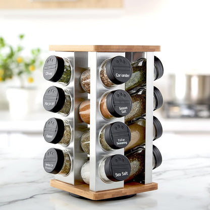 16 Countertop 5 Kamenstein Jar Warner Revolving Spice Rack Organizer with Lift & Pour Caps and Spices Included, FREE