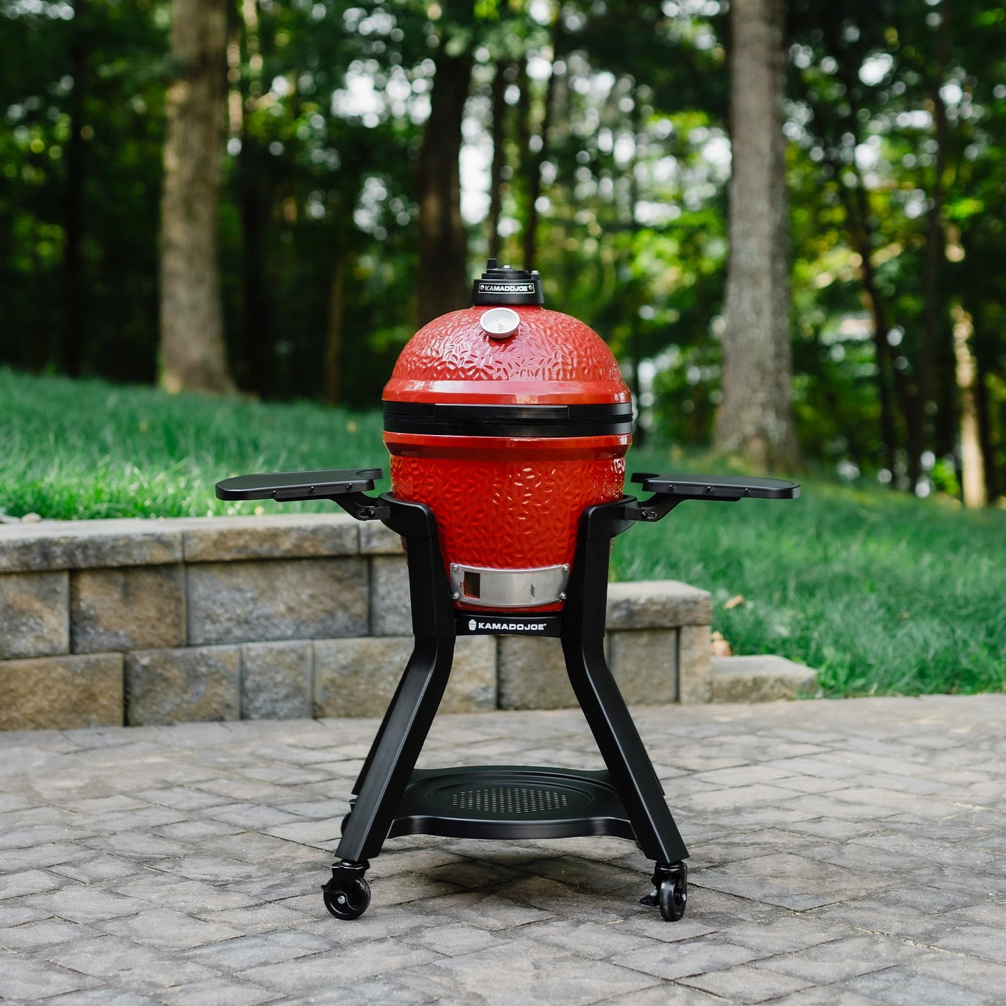 Cart with Shelves for Joe Jr Small Kamado Grill, Black Grill Stand, Model KJ15112524