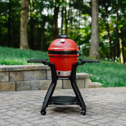 Cart with Shelves for Joe Jr Small Kamado Grill, Black Grill Stand, Model KJ15112524