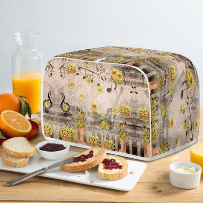 Autumn Music Note Toaster Covers 4 Slice, Decorative Covers for Small Kitchen Appliance, Reversible Bread Maker