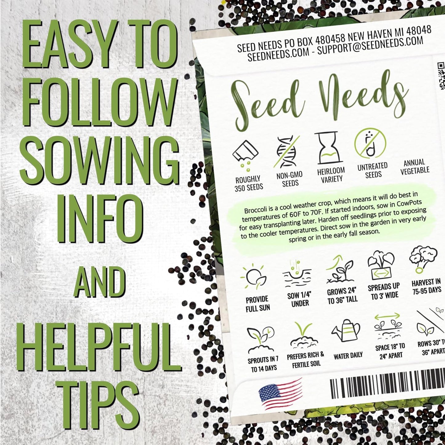 5 Packs) Seed Needs Cauliflower Seeds for Planting Romanesco Broccoli/Cauliflowers - Non-GMO Heirloom & Untreated