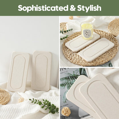 2Pack Diatomite Stone Sink Tray, Water Absorbing Faucet Mat for Kitchen & Bathroom Counter, Quick Dry Decorative Soap Dish Makeup Vanity Caddy,Dispenser Sponge Holder Organizer, Beige-8"x 3.8"