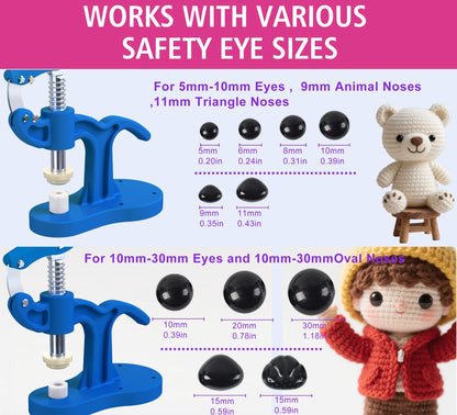 GEOCCI Safety Eye Tool Large Size Safety Eye Install Tool for Amigurumi Crochet & Stuffed 5-45mm Animal Eyes Making Supplies Tool It is More Helpful for Large Special Safety Eyes（1PCS）