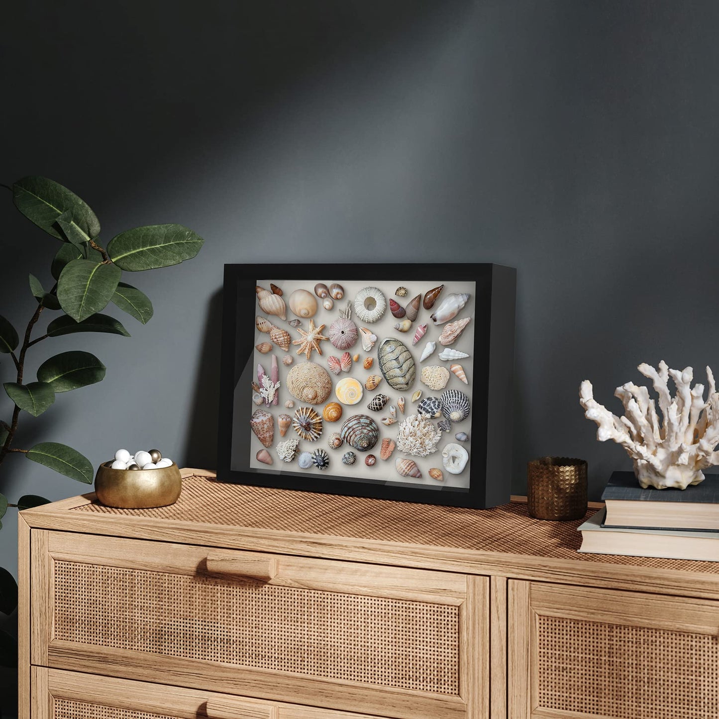 Americanflat 11x14 Shadow Box Frame with Shatter-Resistant Glass - Silhouette Collection - Large Shadow Box Display Case for Tabletop and Wall Display - Black with Soft Felt Back