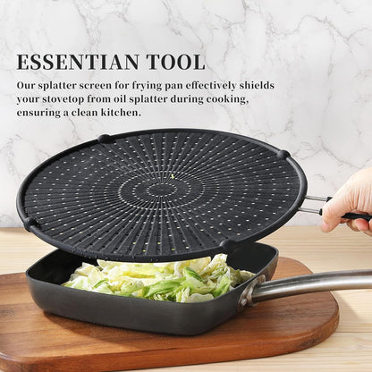PLACHIDAY Splatter Screen for Frying Pan,Silicone Grease Splatter Guard, Heat-Resistant Splatter Guards for Cooking,Dishwasher Safe (9.8", 11.4", 13")