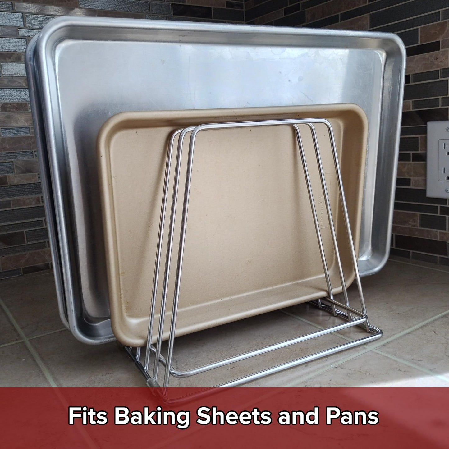 Thirteen Chefs Professional Kitchen Cutting Board Organizer, 1" Slot Stainless Steel Rack Fits Baking Sheets and Pans, NSF Approved for Commercial Restaurants